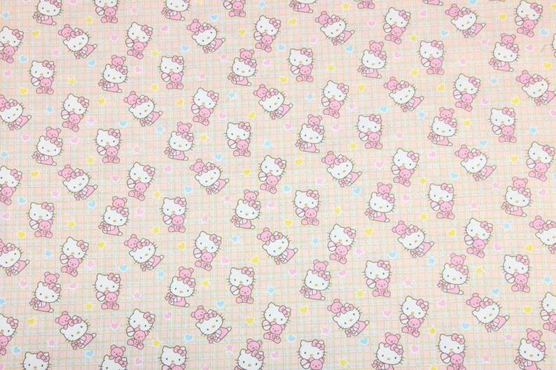 Hello Kitty Collection Stripes! 1 Meter Printed Plain Cotton Fabric, Fabric by Yard, Yardage  Bag Fabrics, Children Fabrics, Kids, Japanese - fabrics-top