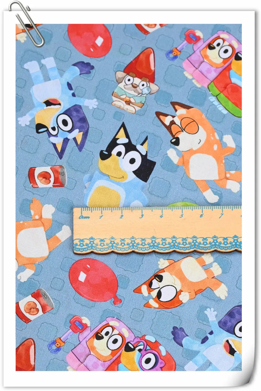 Bluey and Bingo the puppies 5 Colors! 1 Yard Quality Medium Thickness Plain  Cotton Fabric, Fabric by Yard, Cotton Australian Animated