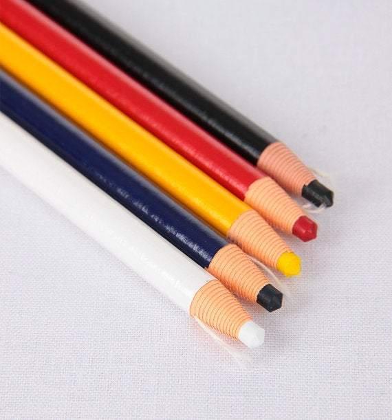 4pcs Paper Wrapped China Markers, China Marking Pencils, Non Sharpening Markers, Grease Pencile, 5 colors, White, Yellow, Red, Black,Blue