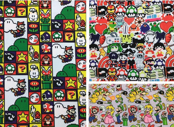 Retro Super Mario Pixels 2 Colors! 1 Meter Light Weight Plain Blends Fabric, Fabric by Yard, Yardage Cotton Fabrics for  Style