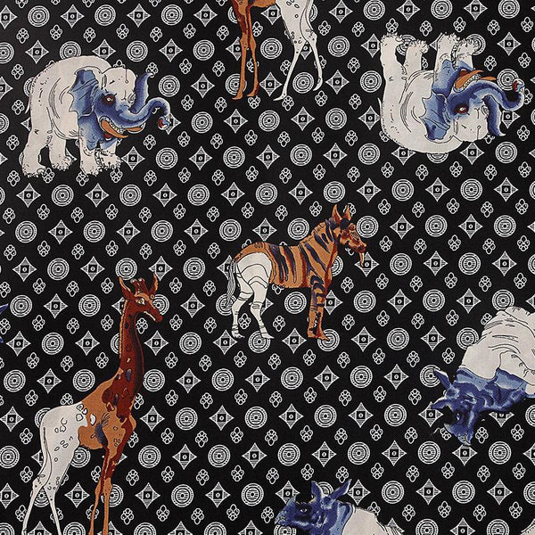African Animals monogram! 1 Meter Printed Silky Cotton Fabric, Fabric by Yard, Yardage Fabrics for Style Dress, Clothing, Fashion Fabrics