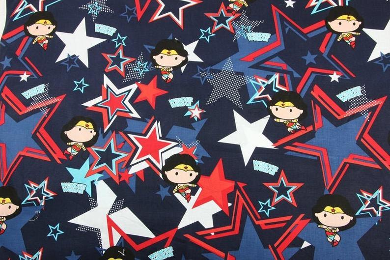 Wonder Woman Marvel Super Heroes the Avengers Junior! 1 yard Top Quality Medium Thickness Plain Cotton Fabric Yardage 2203