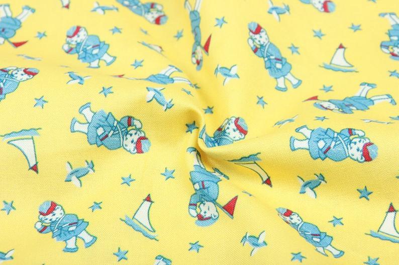 Naval Polar Bear yellow! 1 Yard Medium Thickness Twill Cotton Fabric, Fabric by Yard, Yardage Cotton Fabrics for Style Clothes, Bags  Bears - fabrics-top