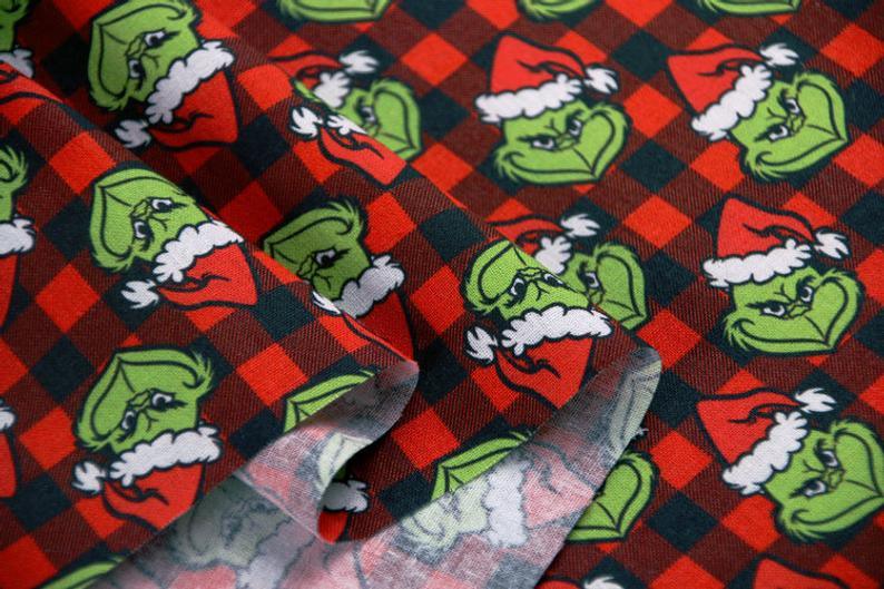 Ew, People! Grinch with Mask! 1 Meter Medium Children Plain Cotton Fabric, Fabric by Yard, Yardage Cotton Fabrics for  Style Garments, Bags - fabrics-top