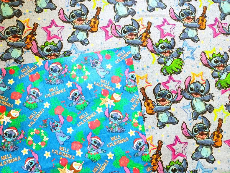 Mele Kalikimaka Stitch Rave! 1 Yard Printed Cotton Fabric, Fabric by Yard, Yardage Fabrics, Children  Kids 2103