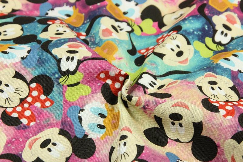 Mickey and Friends colorful ! 1 yard Printed Cotton Fabric for Bags, Clothings Craft Fabrics - fabrics-top