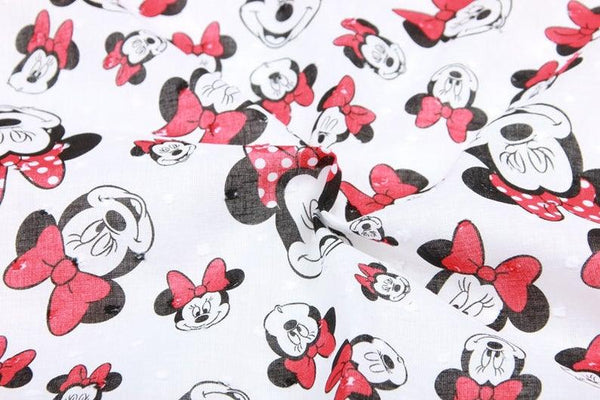 Minnie with Bow red! 1 Meter Light Thickness Cotton Fabric, Fabric by Yard, Yardage Cotton Fabrics for  Style Garments, Bags Mickey - fabrics-top