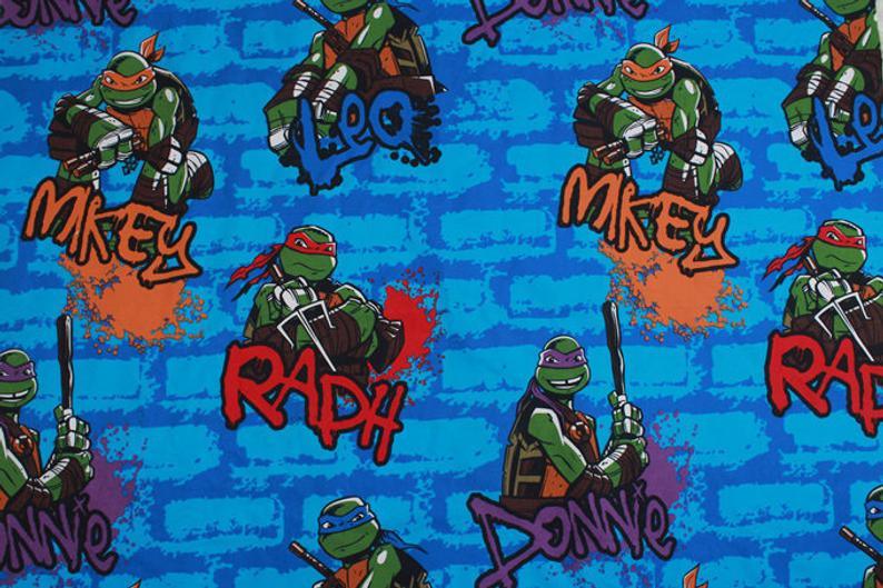 Teenage Mutant Ninja Turtles blue! 1 Meter Medium Thickness Stiff Cotton Fabric, Fabric by Yard, Yardage Cotton Fabrics for Bags - fabrics-top