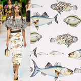 Fish School! 1 Meter Thick Cotton Jacquard Fabric, Fabric by Yard, Yardage Cotton Fabrics for  Style Dress Clothes Skirt