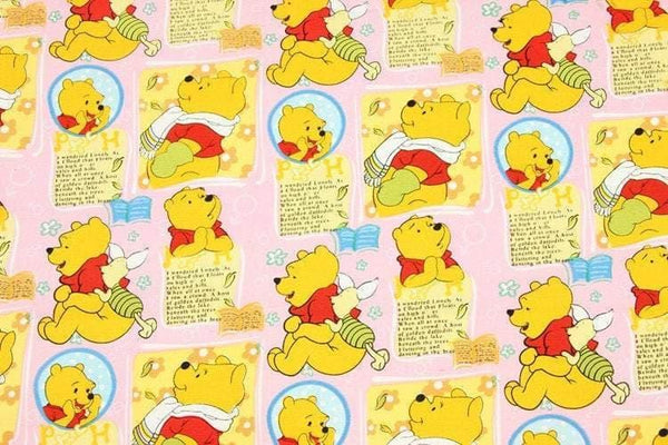 Winnie the Pooh 4 Colors! 1 Meter Stiff Cotton Toile Fabric, Fabric by Yard, Yardage Cotton Canvas Fabrics for Bags Style Beer Winnie - fabrics-top