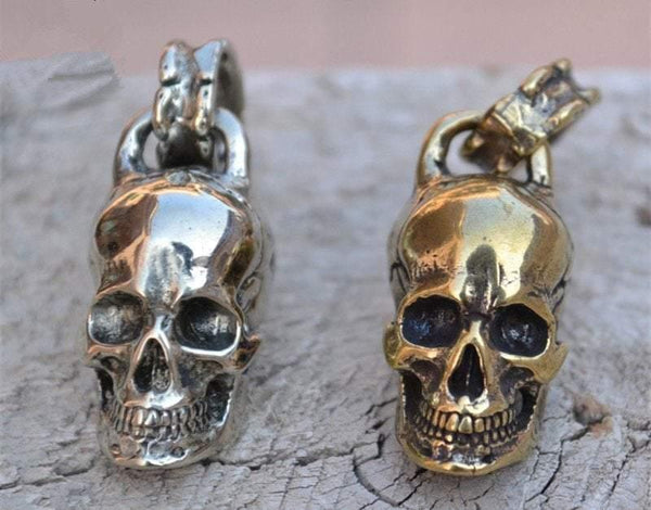 An Exquisite Brass Skull Accessory, Silver Skull Pendant, Great for Leather Handworks or other Crafts, Silver Skulls