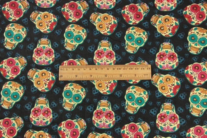 Skulls 2 Pattern! 1 Meter Medium Thickness  Cotton Fabric, Fabric by Yard, Yardage Cotton Fabrics for  Style Garments, Bags - fabrics-top