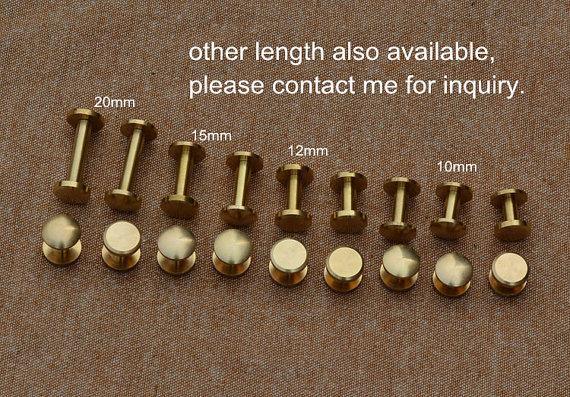 10 sets Pure Solid Brass Screw Rivets, Brass Chicago screw/Concho screw Non-Rusting Leather Rivet, Leather Hardware for Belt Installation. - fabrics-top