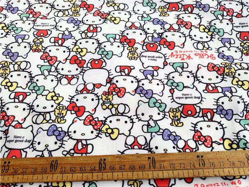 Hello Kitty Poly 6 Colors! 1 Meter Light Weight Polyester Fabric, Fabric by Yard, Yardage Cotton Fabrics for  Style Garments, Mask Fabrics - fabrics-top