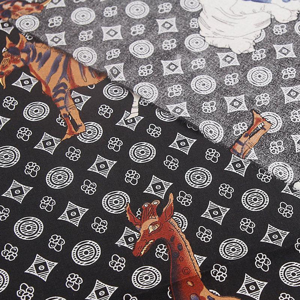 African Animals monogram! 1 Meter Printed Silky Cotton Fabric, Fabric by Yard, Yardage Fabrics for Style Dress, Clothing, Fashion Fabrics - fabrics-top
