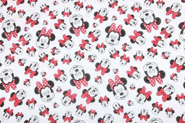 Minnie with Bow red! 1 Meter Light Thickness Cotton Fabric, Fabric by Yard, Yardage Cotton Fabrics for  Style Garments, Bags Mickey