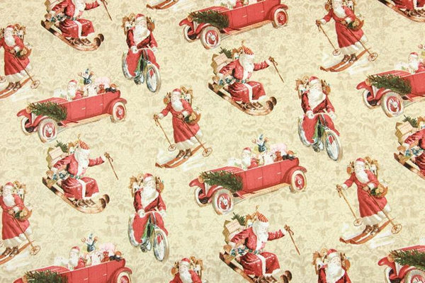 Fit Santa On the Road! 1 Meter Medium Thickness Fine Cotton Fabric, Fabric by Yard, Yardage Cotton Fabrics for  Style Garments, Bags