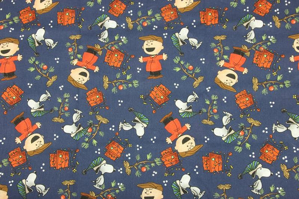 Snoopy and Charlie Brown Christmas trees Navy!  1 Yard Plain Cotton Fabric, Fabric by Yard, Yardage Cotton Fabrics for  Style Garments, Bags