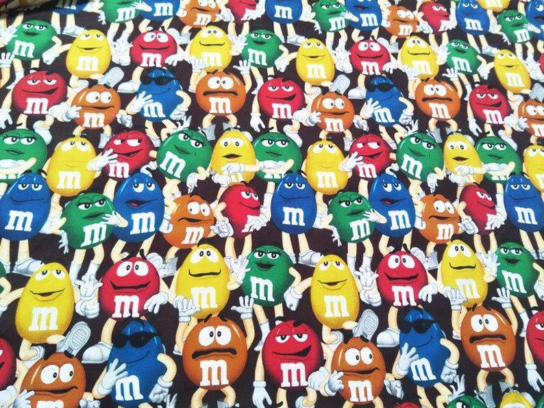 M&M's Chocolate Beans ! 1 Meter Medium Thickness Cotton Fabric, Fabric by Yard, Yardage Cotton Fabrics for Style Clothes, Bags - fabrics-top