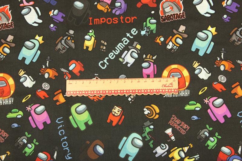 Among Us the game Series 5! 1 Meter Medium Printed Cotton Fabric, Fabric by Yard, Yardage Cotton Fabrics online Game, Crewmates, Impostorser - fabrics-top