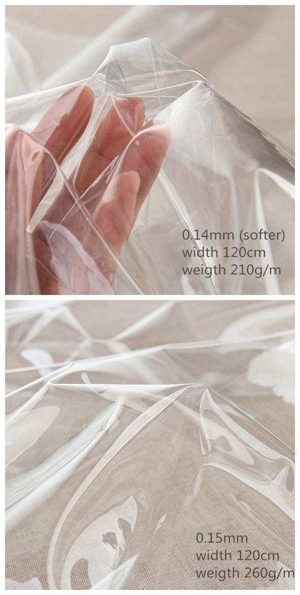 Clear Transparent Plastic TPU Fabric 1 Meter, TPU Sheet 0.1mm 0.14mm 0.15mm 0.2mm 0.3mm 0.5mm 0.8mm 1mm 1.2mm 1.5mm 2mm Plastic Sheet Fabric - fabrics-top