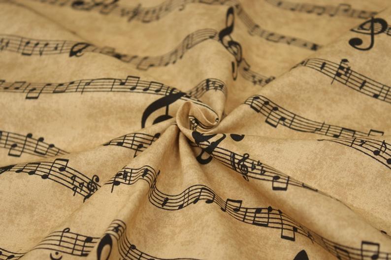 Musical Notes! 1 Meter Medium Thickness Plain Cotton Fabric, Fabric by Yard, Yardage Cotton Fabrics for  Style Garments, Bags - fabrics-top