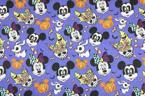 Mickey's Halloween purple! 1 Meter Printed Cotton Fabric, Fabric by Yard, Yardage Fabrics, Children  Kids, Mickey Minnie
