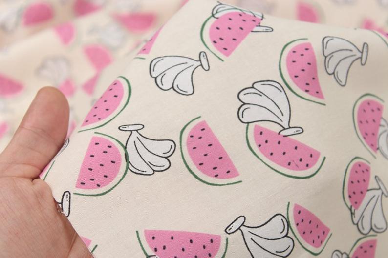 Water Melon and Pine Apples Fruit Stripes! 1 Meter Medium Thickness Plain Cotton Fabric, Fabric by Yard, Yardage Cotton Fabrics - fabrics-top