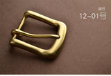 Solid Brass 3.5cm 1.3'' Belt Buckles for Men, Vintage handmade Style, 2 Models Available - fabrics-top