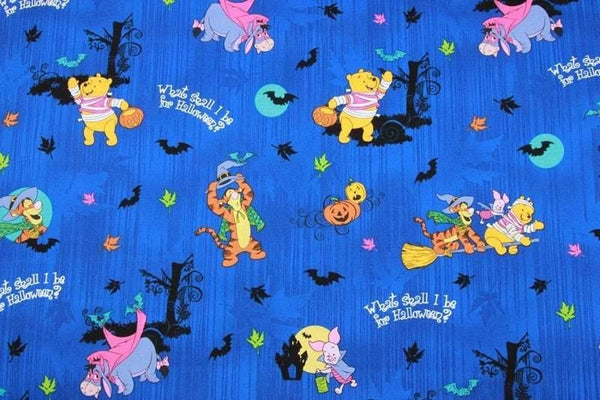 Winnie the Pooh for Halloween! 1 Meter Medium Thickness Cotton Fabric, Fabric by Yard, Yardage Cotton Fabrics for Style Clothes, Bags