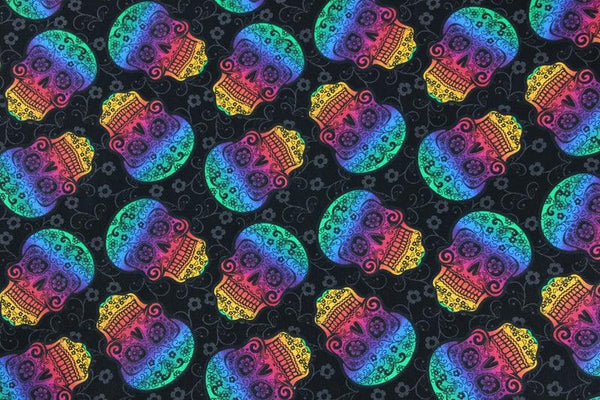 Skulls Unreal color! 1 Meter Medium Thickness  Cotton Fabric, Fabric by Yard, Yardage Cotton Fabrics for  Style Garments, Bags