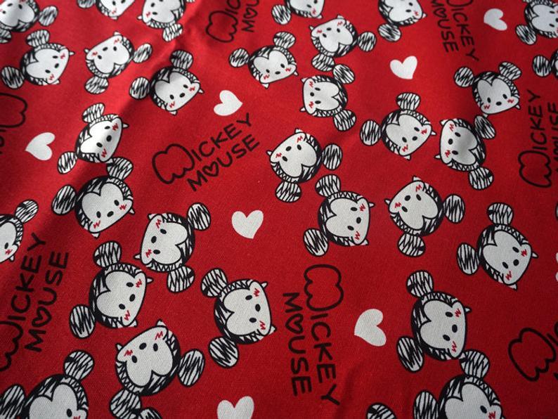 Mickey Collection! 1 Yard Stiff Cotton Toile Fabric,  by Yard, Yardage 12 oz Cotton Canvas Fabrics for Bagd Mickey Mouse Kid ChildrenStyle - fabrics-top