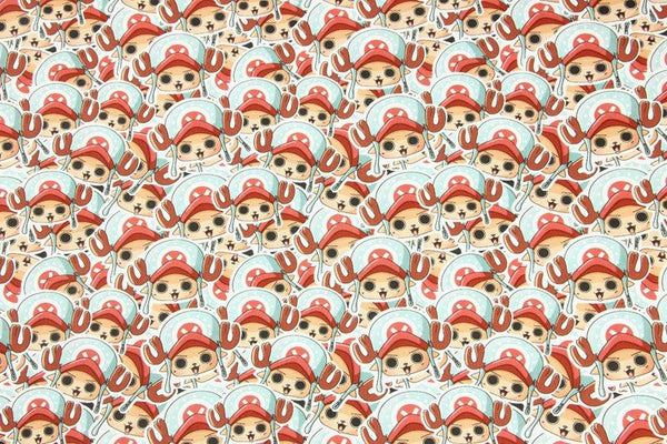 One Piece Tony Tony Chopper the Japanese Cartoon red 1 Meter Printed Cotton Fabric, Fabric by Yard, Yardage Fabrics, Children  Kids