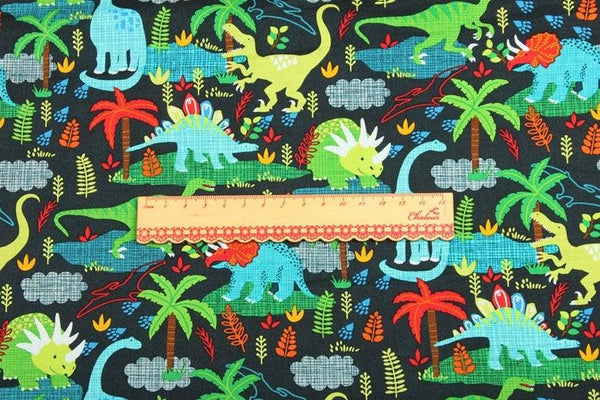 Dinosaurs green! 1 Meter Medium Weight Thickness Cotton Fabric, Fabric by Yard, Yardage Cotton Fabrics for Style Clothes, Bags - fabrics-top