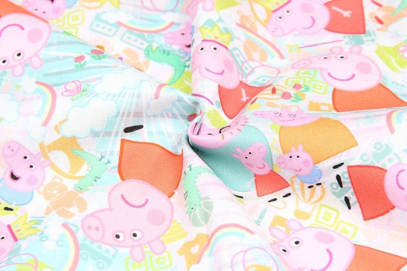 Peppa Pig pink! 1 Meter Printed Cotton Fabric, Fabric by Yard, Yardage Fabrics, Children  Kids - fabrics-top