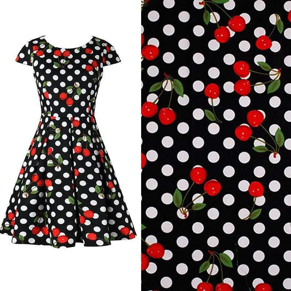 Cherry and Polka Dots! 1 Meter Fine Cotton Fabric, Fabric by Yard, Yardage Cotton Fabrics for  Style Dress Clothes Skirt