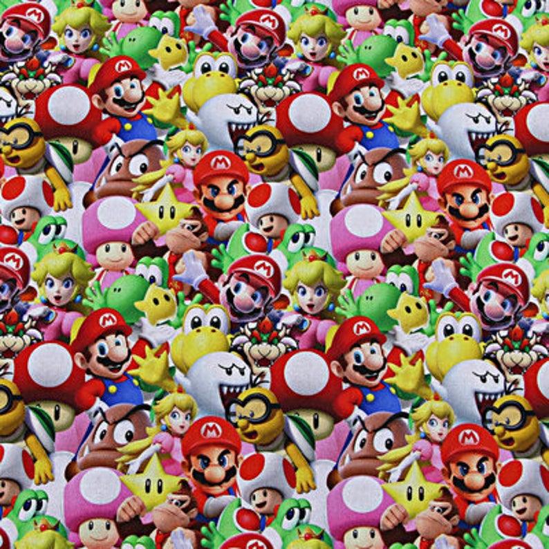 Super Mario and Friends! 1 Meter Top Quality Medium Thickness Plain Cotton Fabric, Fabric by Yard, Yardage Cotton Fabrics for  Style Garment - fabrics-top