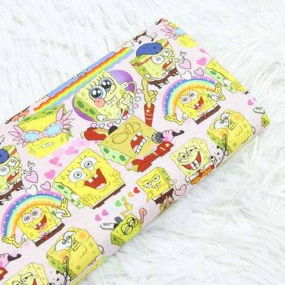 SpongeBob SquarePants rainbow! 1 Meter Plain cotton fabric, Printed fabric, clothing fabric, pure cotton, cartoon animation, Bob 2103 - fabrics-top