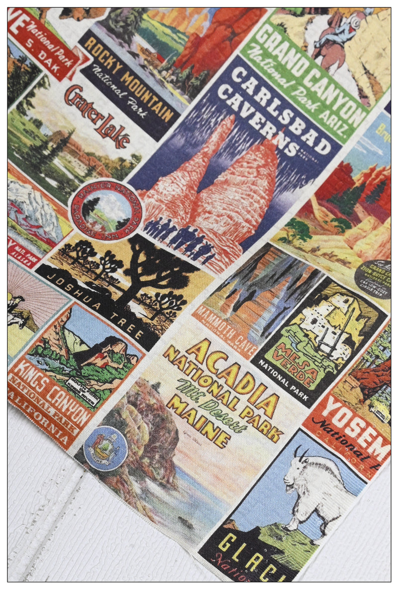 National Parks American Retro Pictures ! Half Meter Medium Thickness Cotton-Linen Fabric, Fabric by Half Yard for Style Clothes, Bags