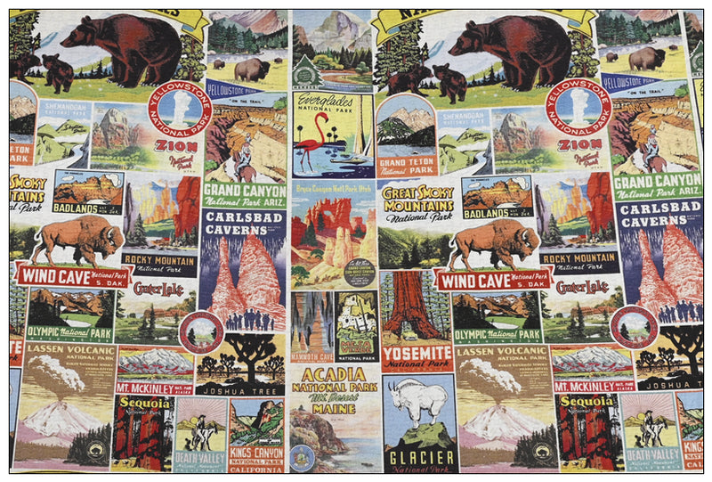 National Parks American Retro Pictures ! Half Meter Medium Thickness Cotton-Linen Fabric, Fabric by Half Yard for Style Clothes, Bags