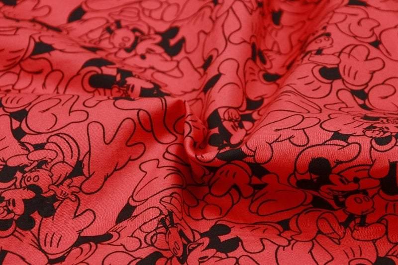 Mickey All Red! 1 Meter Medium Thickness  Cotton Fabric, Fabric by Yard, Yardage Cotton Fabrics for  Style Garments, Bags - fabrics-top