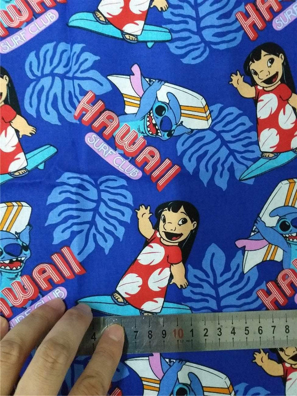 Stitch and Lilo Hawaii Surf Club! 1 Meter Medium Thickness  Cotton Fabric, Fabric by Yard, Yardage Cotton Fabrics for  Style Garments, Bags - fabrics-top
