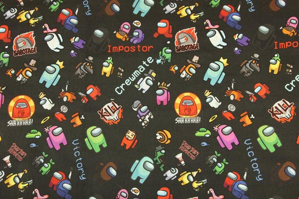 Among Us the game Series 5! 1 Meter Medium Printed Cotton Fabric, Fabric by Yard, Yardage Cotton Fabrics online Game, Crewmates, Impostorser - fabrics-top