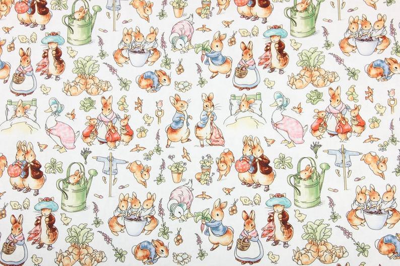 Peter Rabbit Series Drawing 5 Colors! 1 Meter Top Quality Printed Plain Cotton Fabric, Fabric by Yard,  Cotton Fabrics for  Style Clothing - fabrics-top