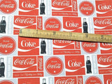 Coke Red! 1 Meter Light Stiff Polyester Toile Fabric, Fabric by Yard, Yardage Canvas Fabrics for Bags Coca cola Coke Bottles - fabrics-top