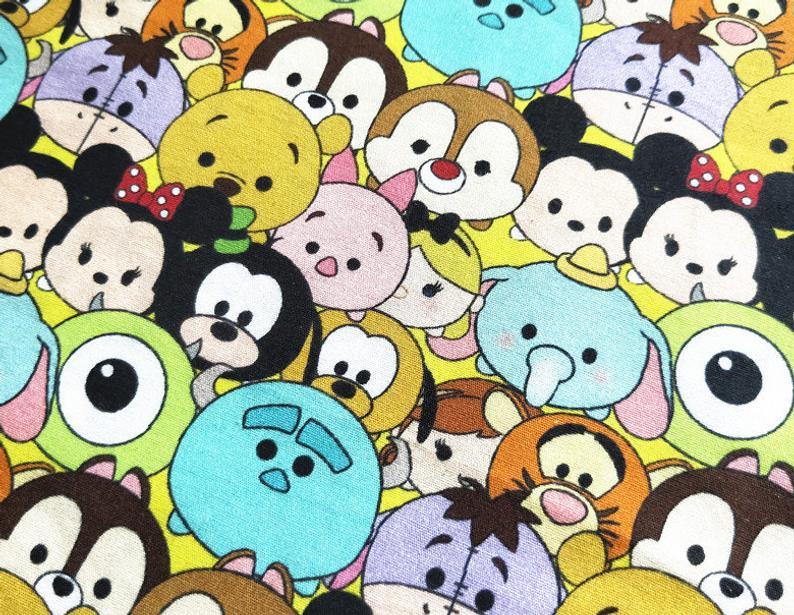 Mickey Winnie and Other! 1 Meter Printed Cotton Fabric, Fabric by Yard, Yardage Cotton Bag Fabrics, Children Fabrics - fabrics-top