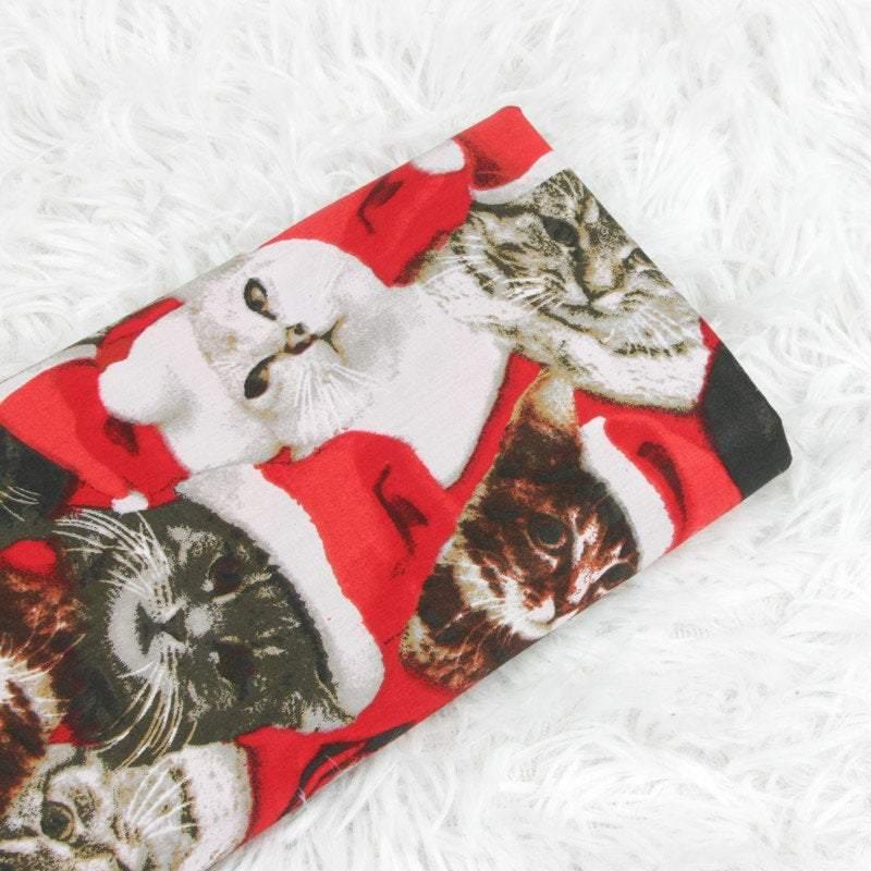 Cats Christmas Red! 1 Meter Medium Thickness Plain Cotton Fabric, Fabric by Yard, Yardage Cotton Fabrics for  Style Garments, Bags - fabrics-top