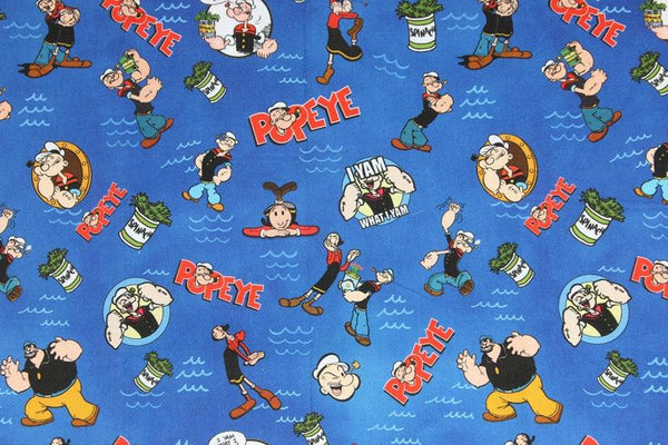 Popeye blue! 1 Meter Printed Cotton Fabric, Fabric by Yard, Yardage Fabrics, Children  Kids