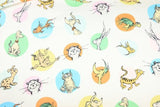 Happy Animals Dots! 1 Meter Plain Cotton Fabric, Fabric by Yard, Yardage Cotton Fabrics for  Style Garments, Bags