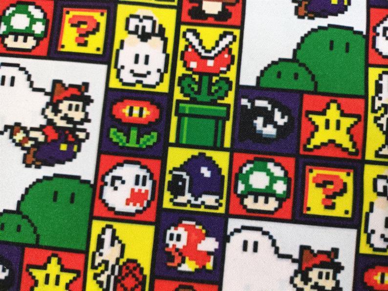 Retro Super Mario Pixels 2 Colors! 1 Meter Light Weight Plain Blends Fabric, Fabric by Yard, Yardage Cotton Fabrics for  Style - fabrics-top